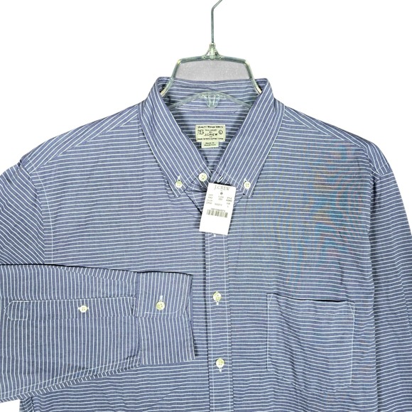 J.CREW Other - J Crew Oxford Shirt Men's Large Blue Horizontal Striped Button Down Woven Tailor